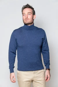 Rullekravetrøje-blå